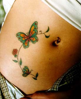 waist image Girl Tattoo Butterfly  